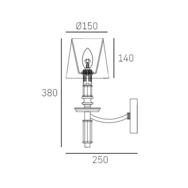Wandlampe Metall Glas Stoff H: 38 cm Nickel Weiß E14