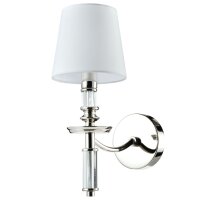 Wandlampe Metall Glas Stoff H: 38 cm Nickel Wei&szlig; E14