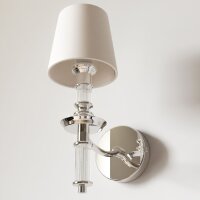 Wandlampe Metall Glas Stoff H: 38 cm Nickel Weiß E14