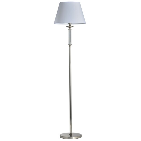 Stehleuchte Metall Stoff 170 cm hoch Nickel Weiß E27 Modern