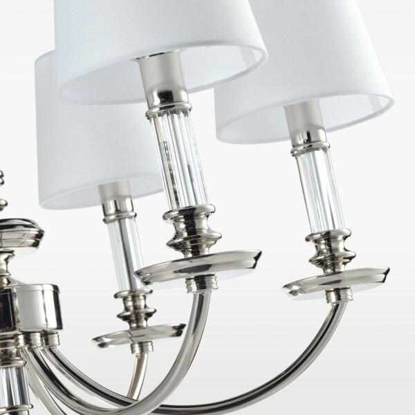 Kronleuchter mit Schirm B: 70 cm Nickel Weiß E14 Metall Stoff
