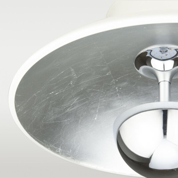 LED Deckenlampe Metall in Weiß Silber Ø 30 cm rund 3000 K