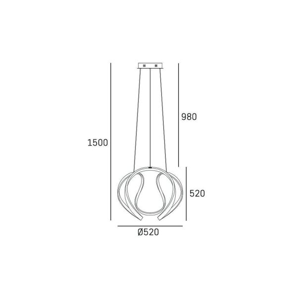LED Hängelampe Metall B: 52 cm Chrom 3000 K 2835 lm