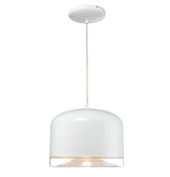 Hängelampe Metall Glas E27 D: 39 cm Weiß Modern