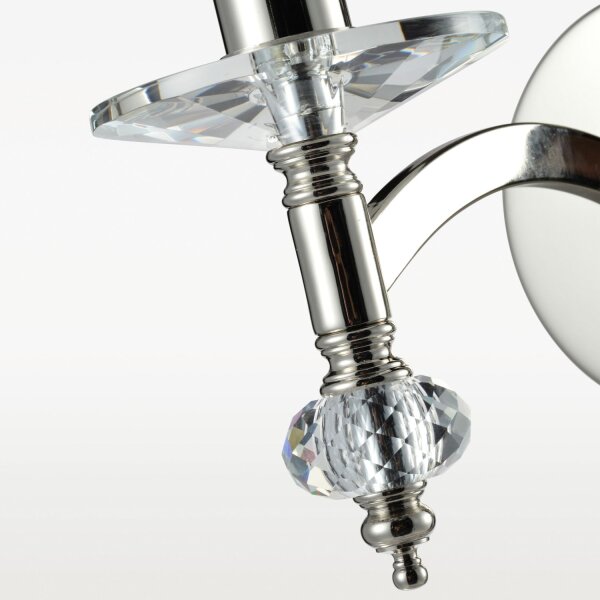 Wandleuchte E14 31 cm hoch Nickel Weiß Metall Stoff Glas
