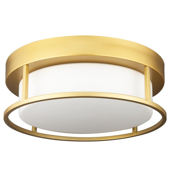 Deckenleuchte rund Ø 30 cm Glas Metall in Gold Weiß 2x E27