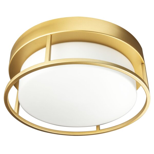 Deckenleuchte rund Ø 30 cm Glas Metall in Gold Weiß 2x E27