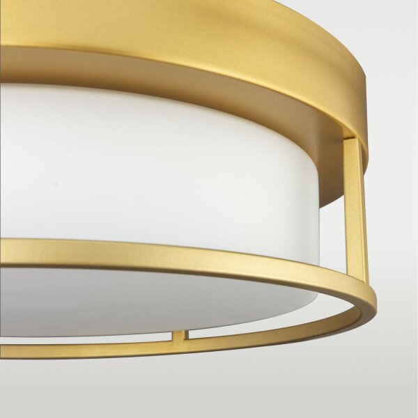 Deckenleuchte rund Ø 30 cm Glas Metall in Gold Weiß 2x E27