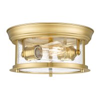 Deckenleuchte rund D: 28 cm in Messing 2x E27 Metall Glas