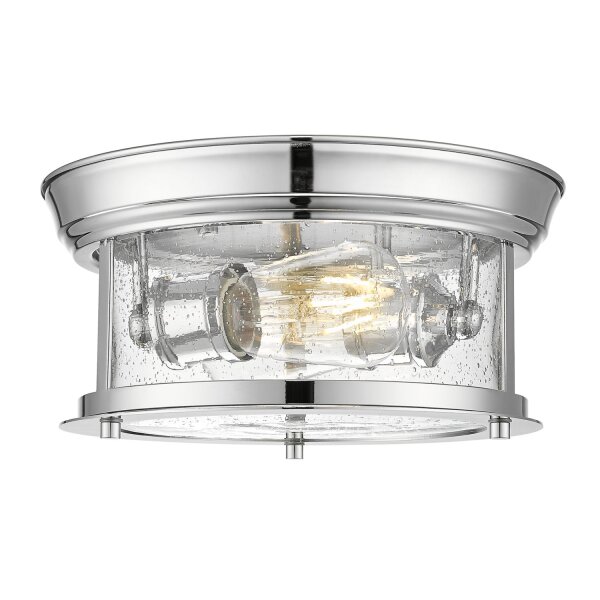 Deckenleuchte Chrom 2x E27 D: 28 cm rund Glas Metall
