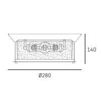 Deckenleuchte Chrom 2x E27 D: 28 cm rund Glas Metall