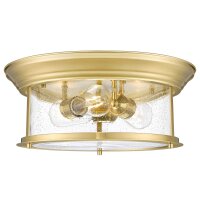 Deckenlampe rund D: 39,5 cm in Messing 3x E27 Metall Glas