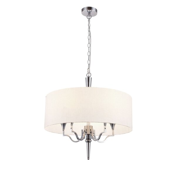 Hängelampe Metall Stoff rund Ø 60 cm Nickel Weiß E14