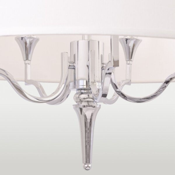 Hängelampe Metall Stoff rund Ø 60 cm Nickel Weiß E14