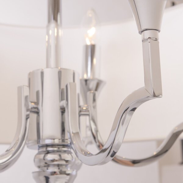Hängelampe Metall Stoff rund Ø 60 cm Nickel Weiß E14