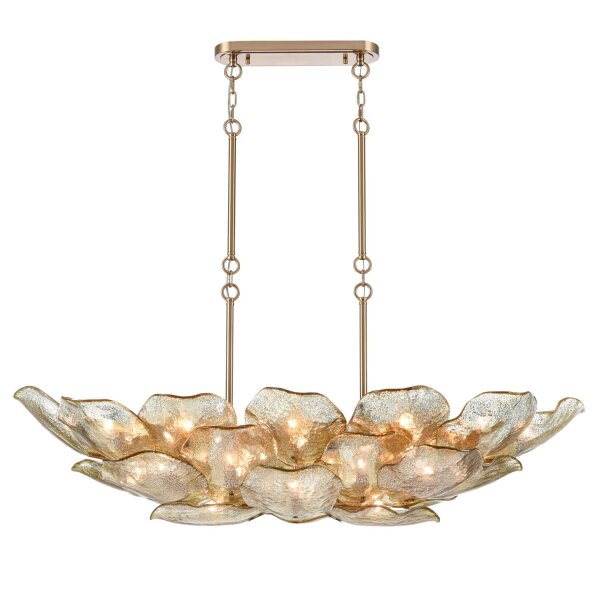 Hängeleuchte Glas Metall B: 134 cm H: max. 132 cm in Messing