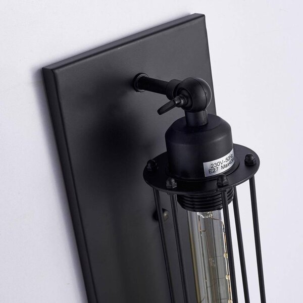 Wandleuchte innen Schwarz 48 cm hoch E27 Metall OLLINE