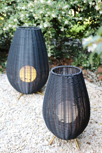 LED Akku Tischlampe dimmbar Schwarz IP44 36 cm Terrasse