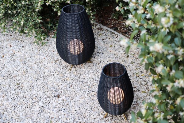 LED Akku Tischlampe dimmbar Schwarz IP44 36 cm Terrasse