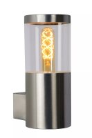 Wandlampe Außen Stahl in Chrom IP44 H:23 cm E27 Balkon
