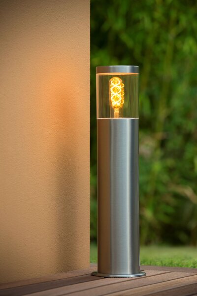 Wegeleuchte Außen Stahl in Chrom IP44 E27 49 cm Garten