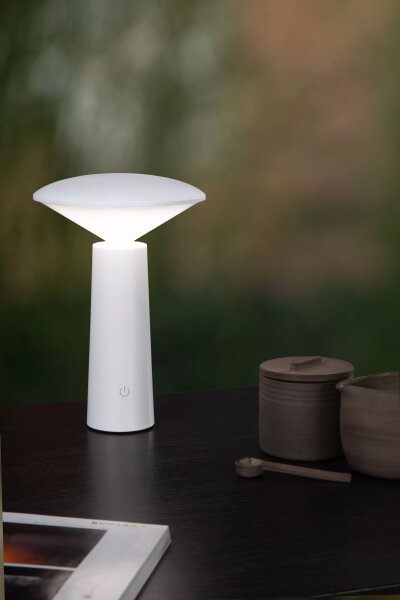 LED Akku Tischlampe Weiß 21,3 cm IP44 5h dimmbar