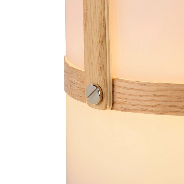 LED Akku Tischleuchte Holz Weiß 3000 K IP44 26,5 cm