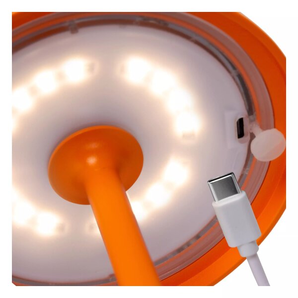 LED Akku Tischlampe Orange 32 cm 3000 K IP54 7h dimmbar