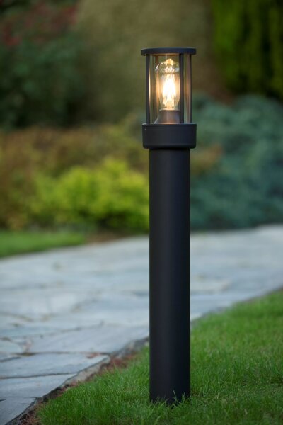 Stehlampe mit Bewegungsmelder Aluminium Glas 80 cm E27