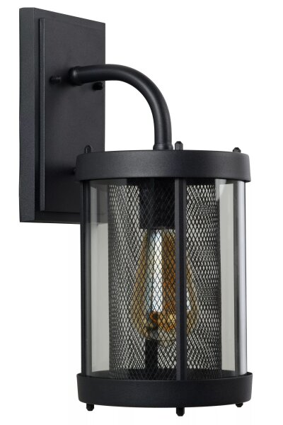 Wandleuchte Glas Metall Schwarz IP23 E27 Garten Haustür