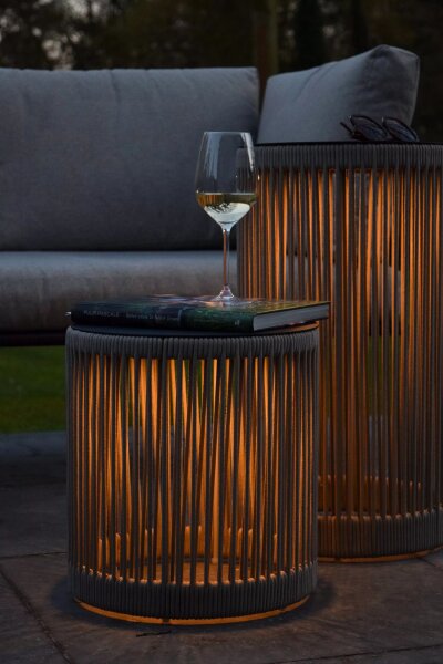 LED Akku Stehleuchte Taupe 3000 K IP44 Hocker Tisch