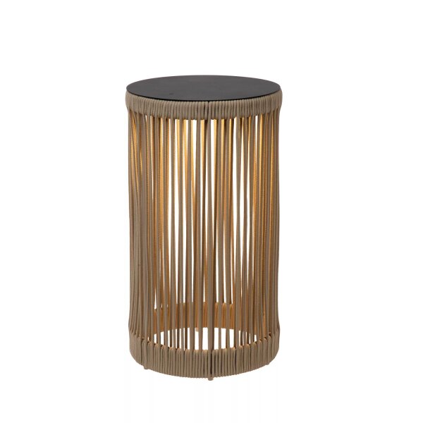 LED Akku Stehlampe Taupe 6h 3000 K IP44 Hocker Tisch