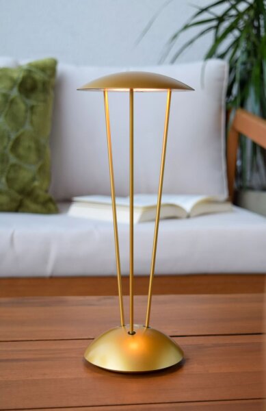 LED Akku Tischlampe Gold Ladestation IP54 2 W dimmbar