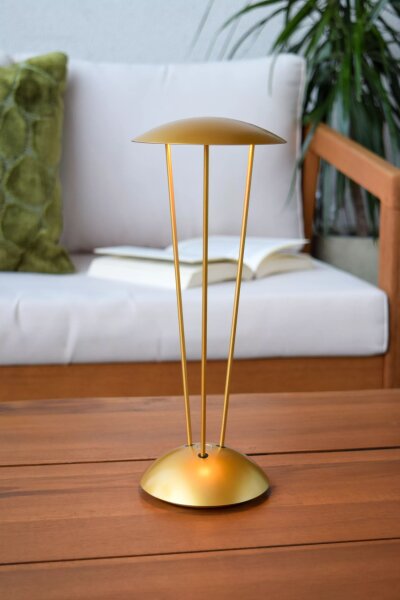 LED Akku Tischlampe Gold Ladestation IP54 2 W dimmbar