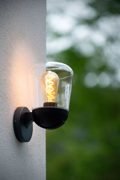 Außenwandleuchte Aluminium Glas Schwarz IP44 E27 Garten