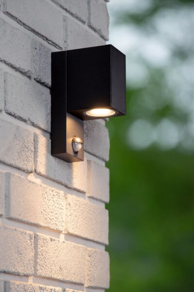 Wandlampe Bewegungsmelder Aluminium H:17 cm IP65 GU10