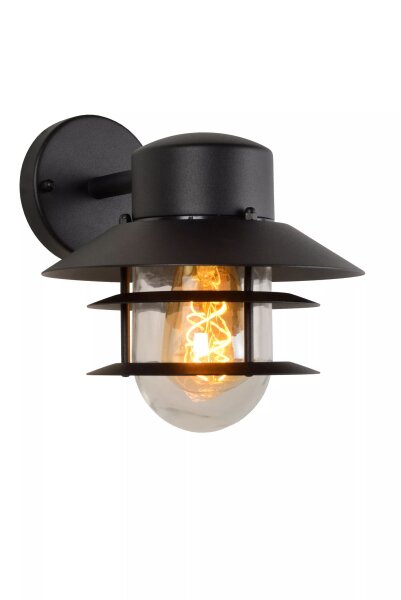 Außenlampe Wand Glas Aluminium Schwarz IP44 E27 Balkon