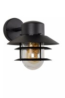 Außenlampe Wand Glas Aluminium Schwarz IP44 E27 Balkon