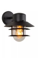 Außenlampe Wand Glas Aluminium Schwarz IP44 E27 Balkon