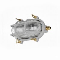 Wandlampe außen Messing Glas 21 cm breit IP64 Grau E27