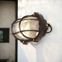 Au&szlig;enleuchte Wand Messing Glas E27 IP64 B: 21 cm