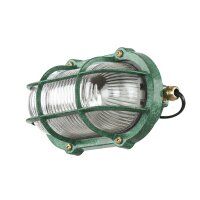 Kellerleuchte Glas Echt-Messing E27 IP64 21 cm breit