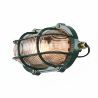 Außenleuchte Wand Echt-Messing Glas E27 IP64 Grün
