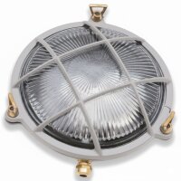 Wandleuchte au&szlig;en Glas Messing massiv E27 IP64 Grau