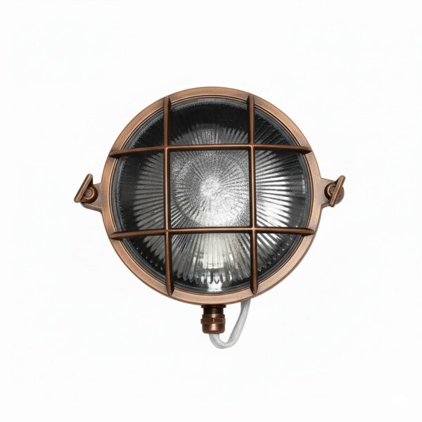 Außenwandlampe Messing massiv Glas Ø 24 cm rund IP64