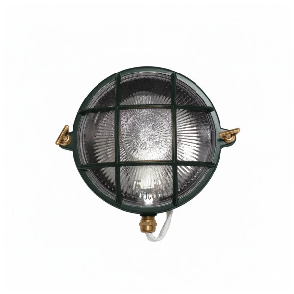 Außenlampe Wand Messing Glas D: 24 cm rund IP64 Grün