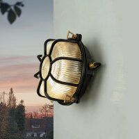 Wandleuchte au&szlig;en Echt-Messing Glas &Oslash; 22 cm...