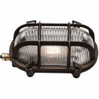 Außenwandlampe Echt-Messing Glas 18 cm breit IP64 E27