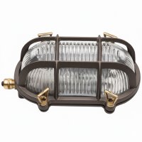 Au&szlig;enwandlampe Messing Glas E27 IP64 18 cm breit