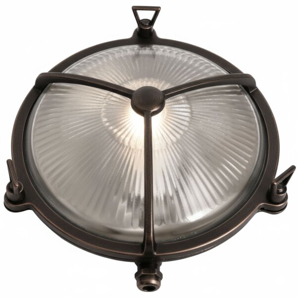 Wandleuchte außen Messing massiv Glas E27 IP64 D: 21 cm